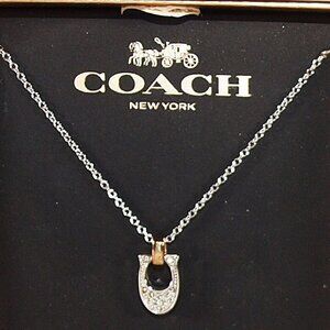 COACH Logo SIlver Logo Rhinestone Necklace – New in Box